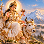 Navratri Day 8: Mahagauri - The Radiance After the Dark Radiant Goddess on Sacred Bull at Sunrise
